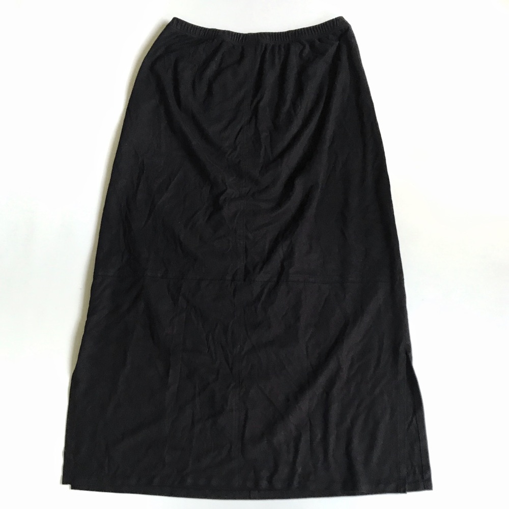 J. Jill Faux Suede Black Side Slit Skirt Small